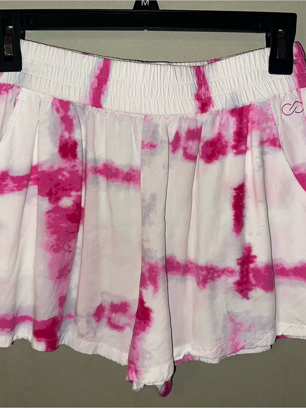 CALIA by Carrie Underwood White & Hot Pink Tie-Dye Athletic Shorts